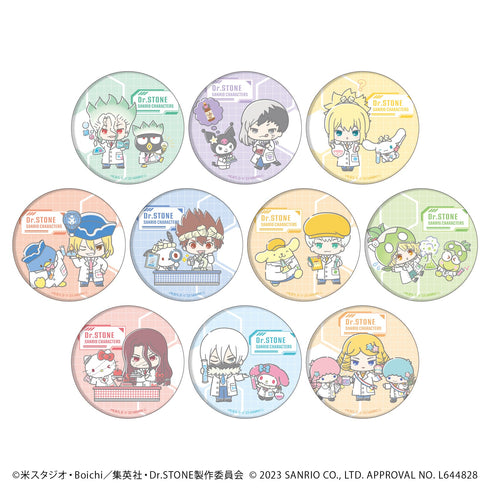 『Dr.STONE×サンリオキャラクターズ』缶バッジ 03/白衣 ブラインド(全10種)(ミニキャライラスト)